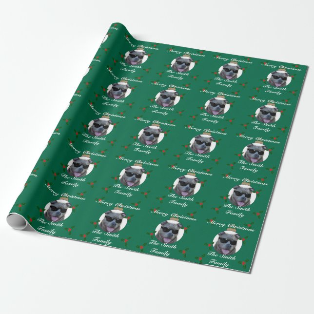 WeihnachtenPitbull HundePackpapier Geschenkpapier (Ungerollt)