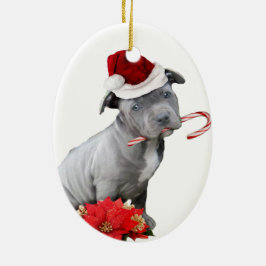 Weihnachtenpitbull Welpe Keramik Ornament