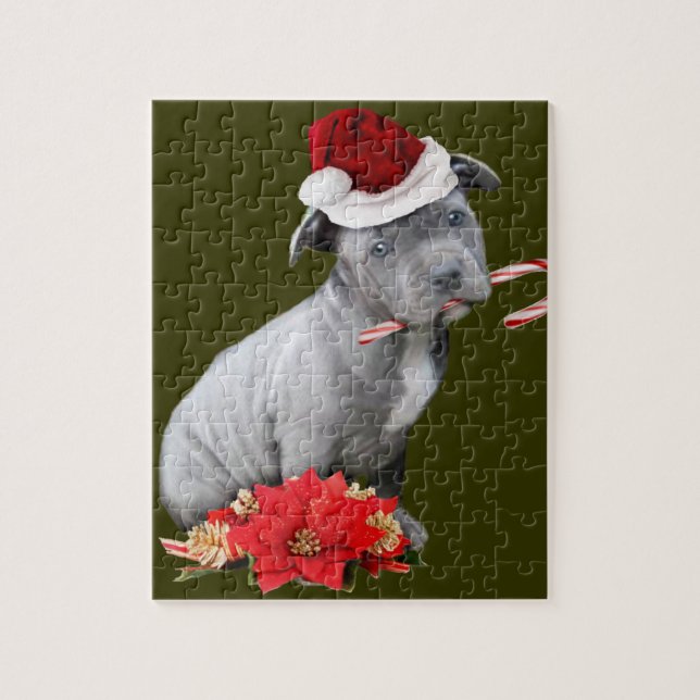 WeihnachtenPitbull Welpe Puzzle (Vertikal)
