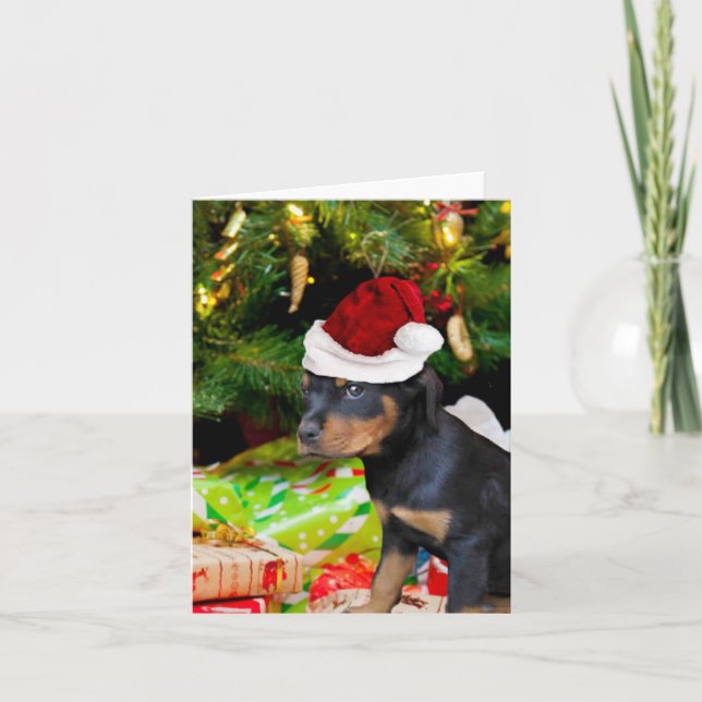 WeihnachtenRottweiler Welpe Feiertagskarte (Vorderseite)
