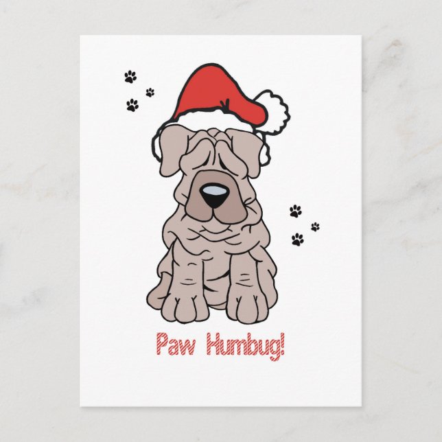 WeihnachtenSharpei Hund Feiertagspostkarte (Vorderseite)