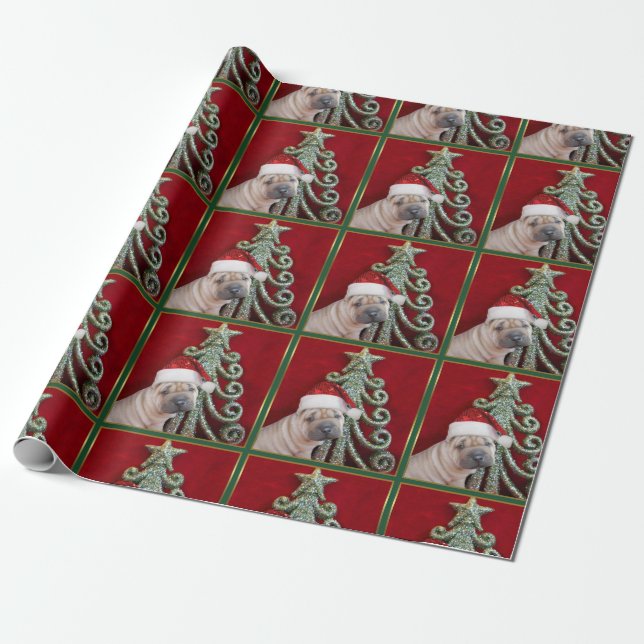 WeihnachtenSharpei Hund Geschenkpapier (Ungerollt)