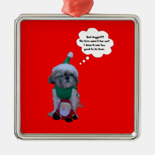 WeihnachtenShih Tzu Holilday Prämien-Verzierung Silbernes Ornament