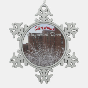 WeihnachtenStuyvesant Stadtschneeflocke-Verzierung Schneeflocken Zinn-Ornament
