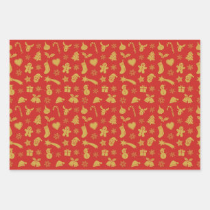 Weihnachtgold Geschenkpapier Set