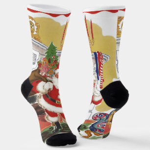 Weihnachtlich, fröhlicher Weihnachtsmann mit Gesch Socken