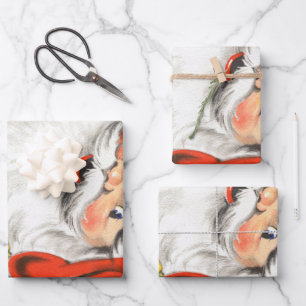 Weihnachtlich, fröhlicher Weihnachtsmann mit Musik Geschenkpapier Set