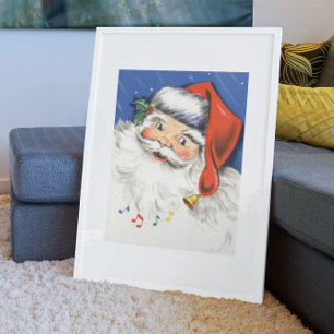 Weihnachtlich, fröhlicher Weihnachtsmann mit Musik Poster