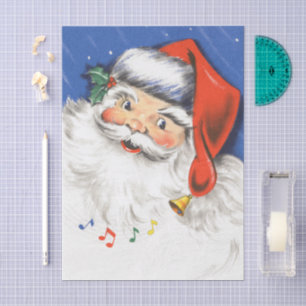 Weihnachtlich, fröhlicher Weihnachtsmann mit Musik Seidenpapier