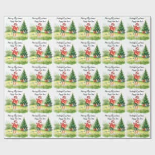 Weihnachtlich gestaltetes Golf für Golfer auf dem Geschenkpapier
