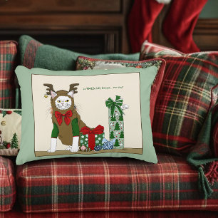 Weihnachtlich lustige weiße Katze Dekokissen