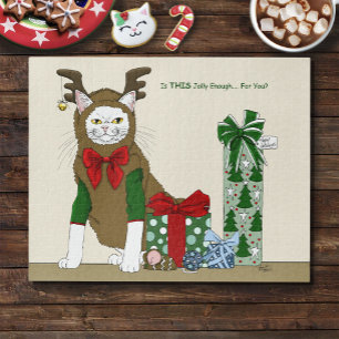 Weihnachtlich lustige weiße Katze Puzzle