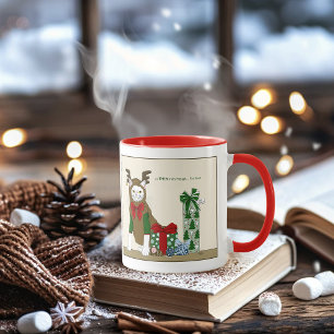 Weihnachtlich lustige weiße Katze Tasse