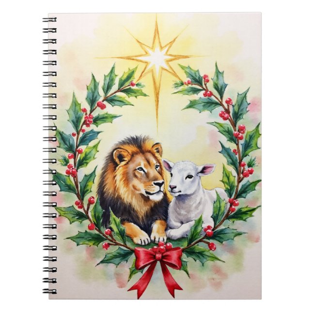 Weihnachtlich religiös Der Löwe und das Lamm mit S Notizblock (Vorderseite)