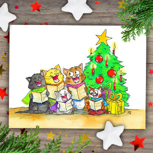 weihnachtlich singende Katzen  Postkarte