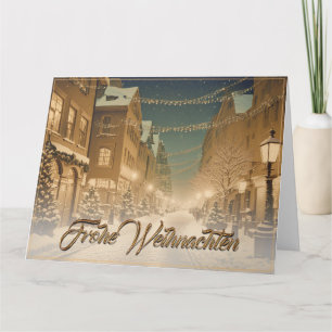 Weihnachtlich verschneite Straßen einer Innenstadt Karte