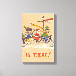 Weihnachtlich, Weihnachtsmann fährt Fahrrad Leinwanddruck