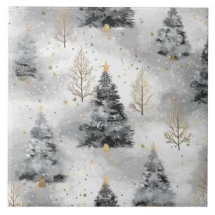 Weihnachtlich Weiß und Golden Cozy Fliese