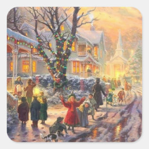 Weihnachtliche Altstadt Quadratischer Aufkleber
