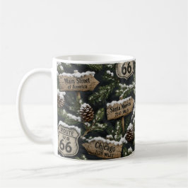 Weihnachtliche Autobahn-Kaffeeflucht im Schnee Kaffeetasse