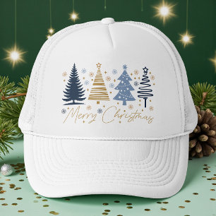 Weihnachtliche Bäume Blau Gold Truckerkappe