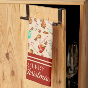 Weihnachtliche Christstollen-Gebäckkekse & Kakao Geschirrtuch