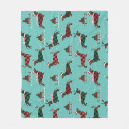 Weihnachtliche Dackeln mit Sweater & Weihnachtsman Fleecedecke