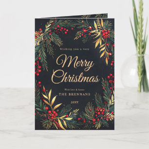 Weihnachtliche Elegante Botanische Festliche Famil Feiertagskarte