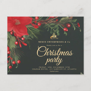Weihnachtliche elegante Firmen-Weihnachtsfeier Einladungspostkarte