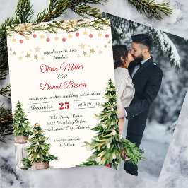 Weihnachtliche Elegante Winterhochzeit Einladung