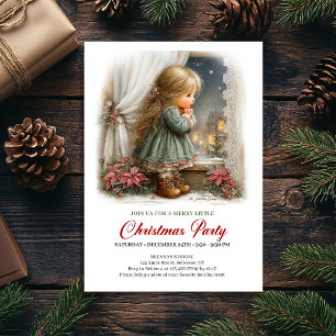 Weihnachtliche Familien Einladung Süßes Mädchen Fe