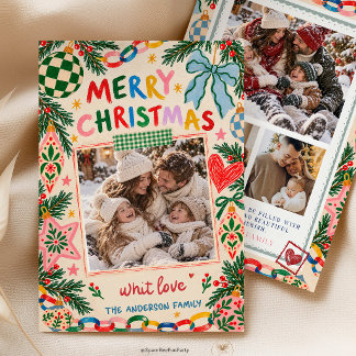 Weihnachtliche Familien-Fotokarte-Einladung Einladung