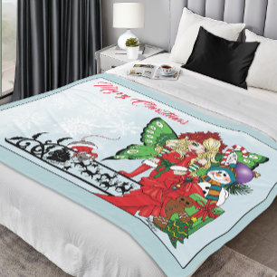 Weihnachtliche Fantasie-Fee Geschenke Blau Fleecedecke