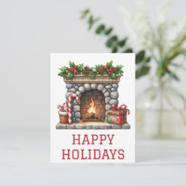 Weihnachtliche Feuerplatzkarte Feiertagskarte