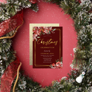 Weihnachtliche Firmen-Weihnachtsfeier Gold Folieneinladung