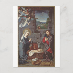Weihnachtliche Geburt Christi im Vintage-Stil Feiertagspostkarte