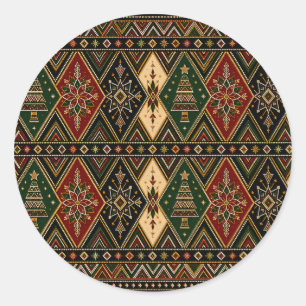 Weihnachtliche geometrische Kunst-Weihnachtsaufkle Runder Aufkleber