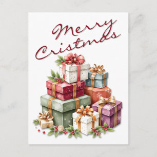 Weihnachtliche Geschenkboxen-Grafiken Postkarte