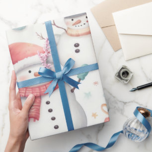 Weihnachtliche Geschenkverpackung mit Schneemänner Geschenkpapier