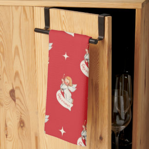 Weihnachtliche Grüße, Engel mit Sternen Geschirrtuch