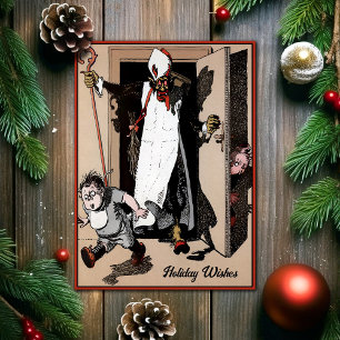 Weihnachtliche Grüße im Vintage-Krampus-Stil Feiertagskarte