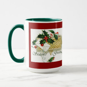 Weihnachtliche Grüße im Vintage-Stil Tasse