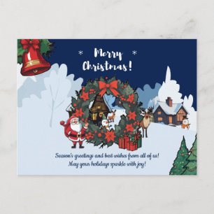 Weihnachtliche Grüße mit Kranz und Santa Feiertagspostkarte
