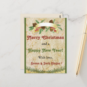 Weihnachtliche Grüße zu Weihnachten und Neujahr Postkarte