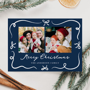 Weihnachtliche handgezeichnete Bögen Navy 2 Foto W Feiertagskarte