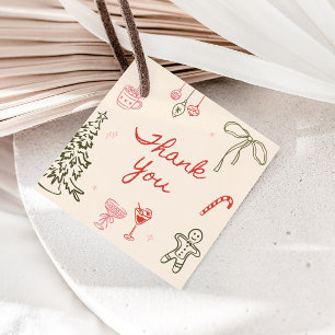 Weihnachtliche handgezeichnete Brautparty Geschenkanhänger