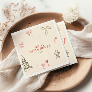 Weihnachtliche handgezeichnete Brautparty  Serviette