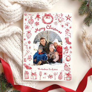 Weihnachtliche handgezeichnete frohe Weihnachts-Fe Feiertagskarte