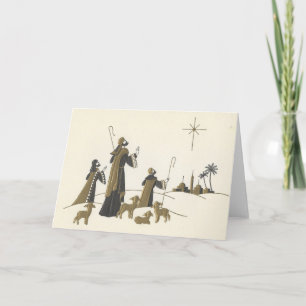 Weihnachtliche Heilige Drei Könige im Vintage-Stil Feiertagskarte