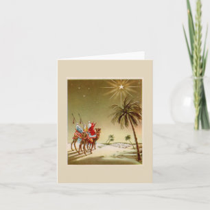 Weihnachtliche Heilige Drei Könige im Vintage-Stil Feiertagskarte